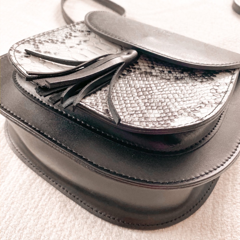 Italian Leather Black Crossbody Bag